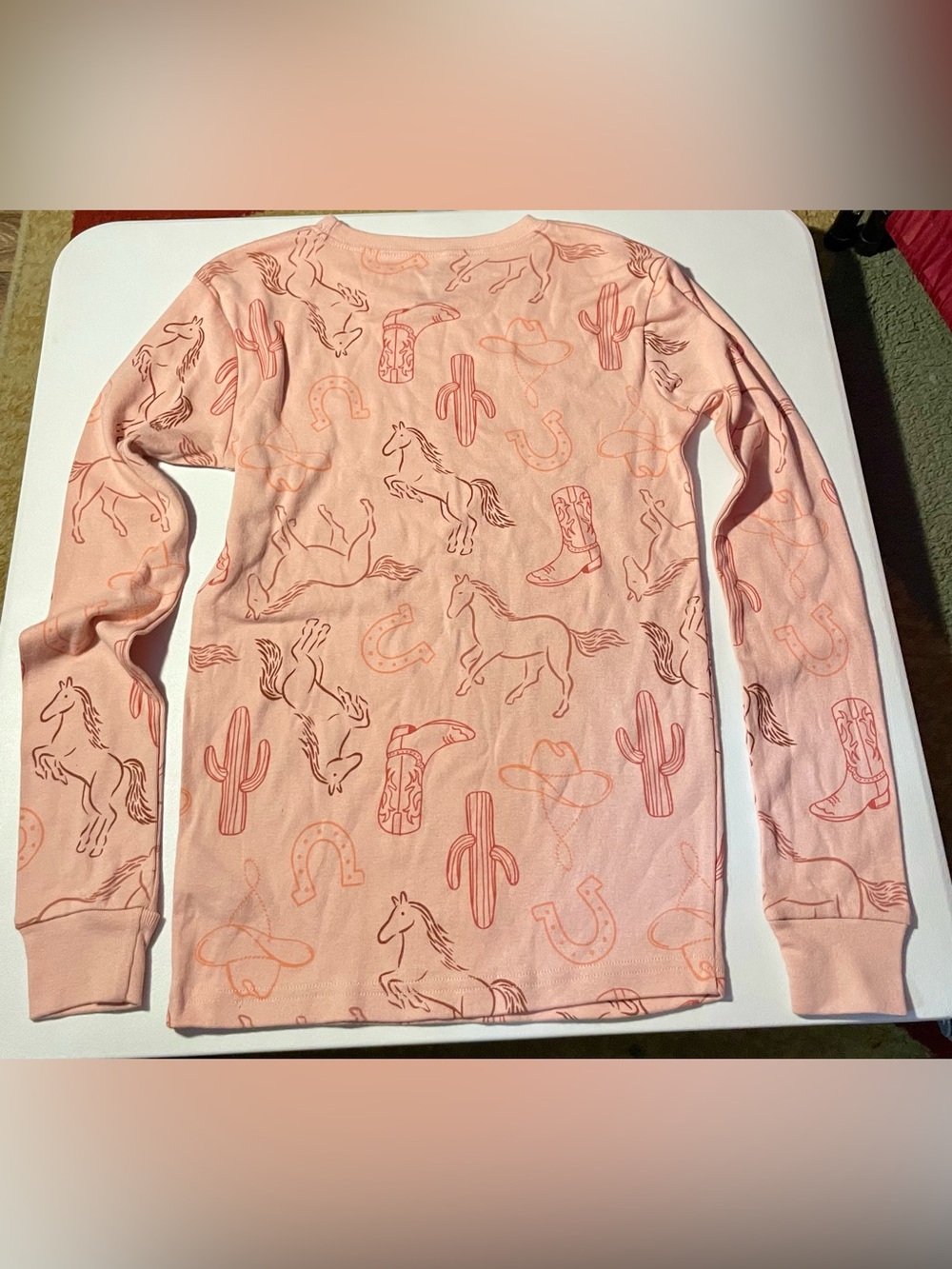 Carter's Girls Pink Cowgirl Western Pajama Top Only Size 14/14A NWOT Cozy Comfy